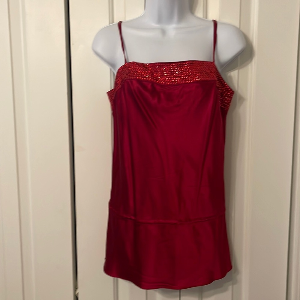 EXPRESS Women’s silk/sequins spaghetti strap blouse